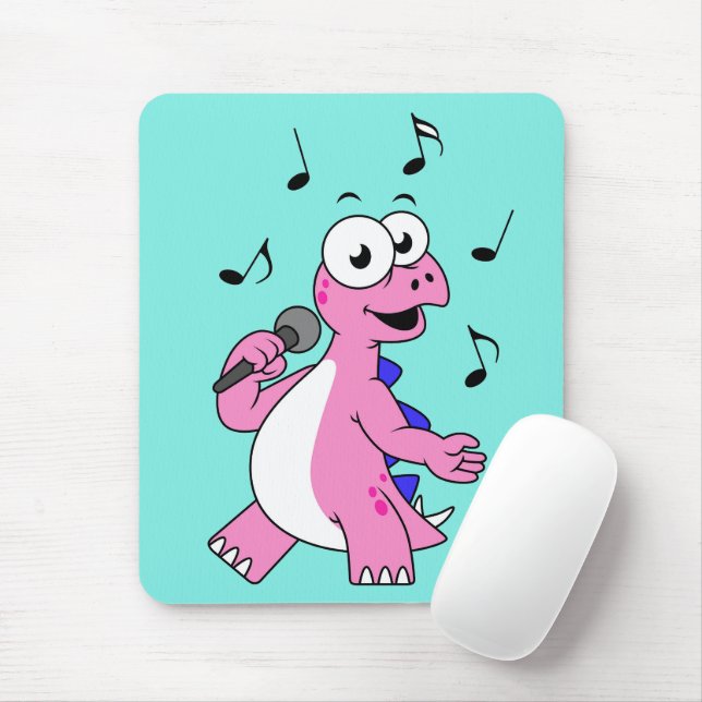 Mousepad Ilustração De Um Estegossauro Cantante. (Com mouse)
