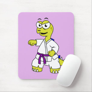 Mousepad Ilustração De Um Estegossauro Praticando Karato.