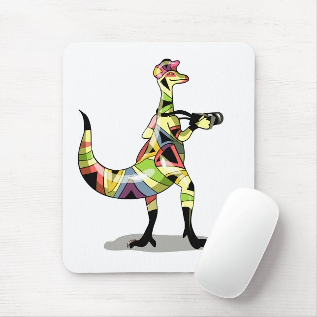 Mousepad Ilustração De Um Fotógrafo De Iguanodon. (Com mouse)