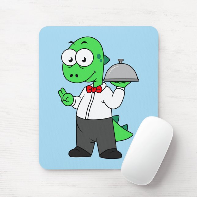 Mousepad Ilustração De Um Garçom De Comida Tyrannosaurus Re (Com mouse)