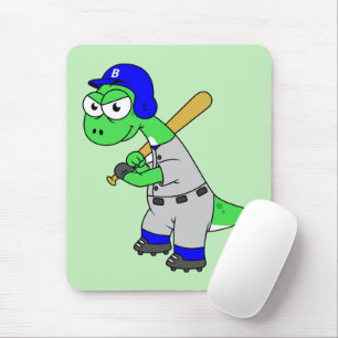 Mousepad Ilustração De Um Jogador De Beisebol Brontossauro.