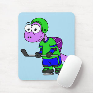 Mousepad Ilustração De Um Jogador De Hockey Com Espinossaur