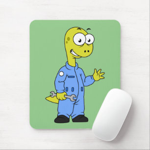 Mousepad Ilustração De Um Mecânico Brontossauro.