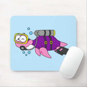 Mousepad Ilustração De Um Mergulhador Scuba Monstro De Loch