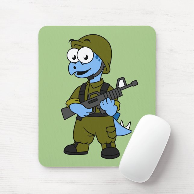 Mousepad Ilustração De Um Soldado De Stegossauro. (Com mouse)