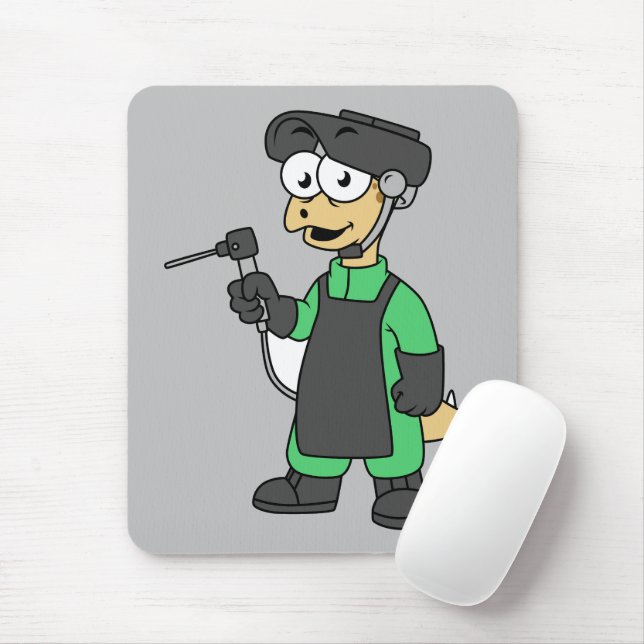 Mousepad Ilustração De Um Soldador De Estegossauro. (Com mouse)