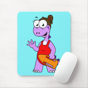 Mousepad Ilustração De Um Tyrannosaurus Rex Lifeguard.