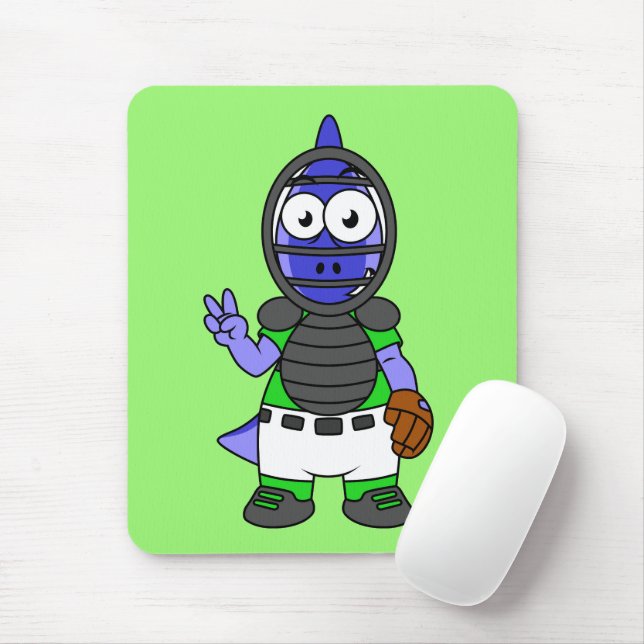 Mousepad Ilustração De Uma Caçadora De Basebol De Parasauro (Com mouse)