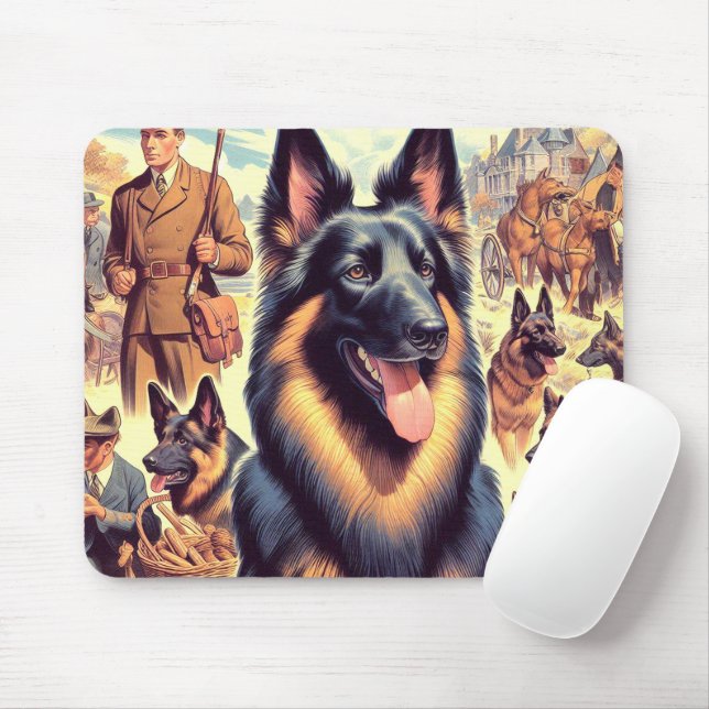 Mousepad Ilustração de Vintage Belga Tervuren (Com mouse)