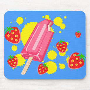 Mousepad Ilustração Diversão do picolé rosa e das moran