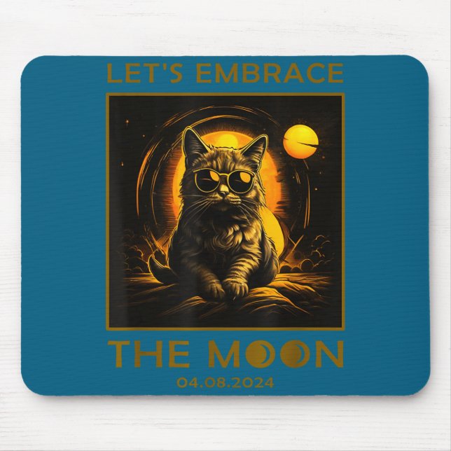 Mousepad Ilustração do Abraço do Eclipse Solar Total do Gat (Frente)