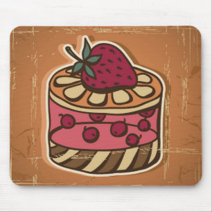 Mousepad Ilustração do bolo no estilo retro