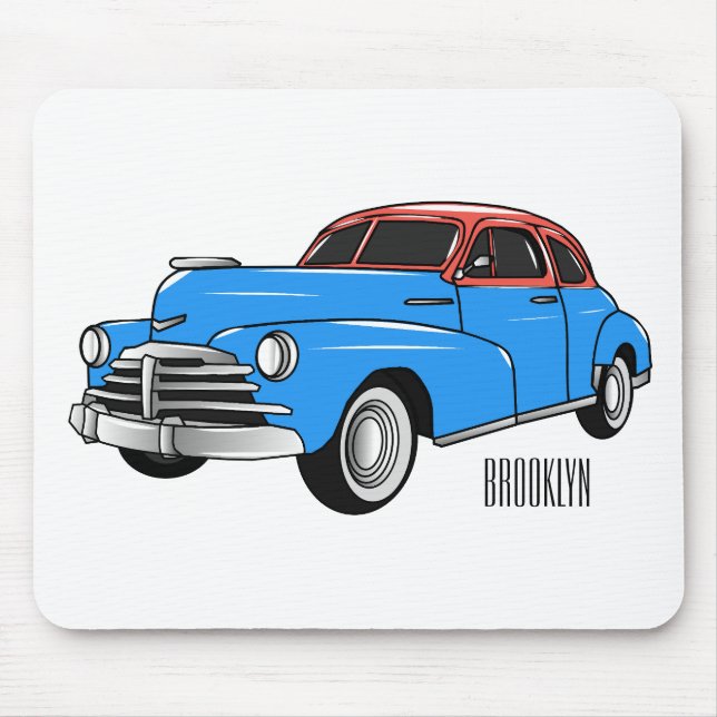 Mousepad Ilustração do desenho animado Classic car 1948 (Frente)