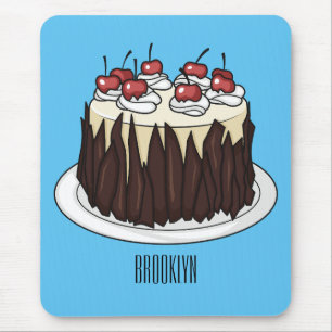 Mousepad Ilustração do desenho do bolo Floresta Negra