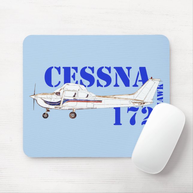Mousepad Ilustração do Design do avião Skyhawk Cessna 172 (Com mouse)