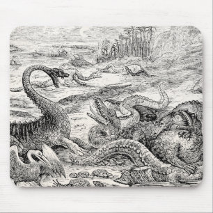 Mousepad Ilustração do dinossauro dos 1800s do vintage -