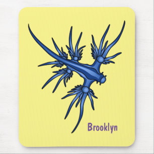 Mousepad Ilustração do dragão azul de lesma marinha