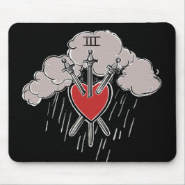 Mousepad Ilustração do Tarot do Coração de Amor de 3 Espada