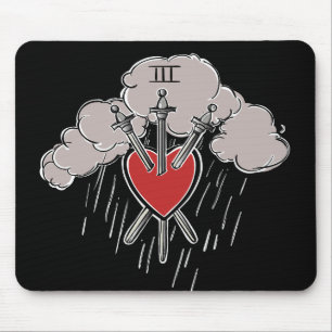 Mousepad Ilustração do Tarot do Coração de Amor de 3 Espada