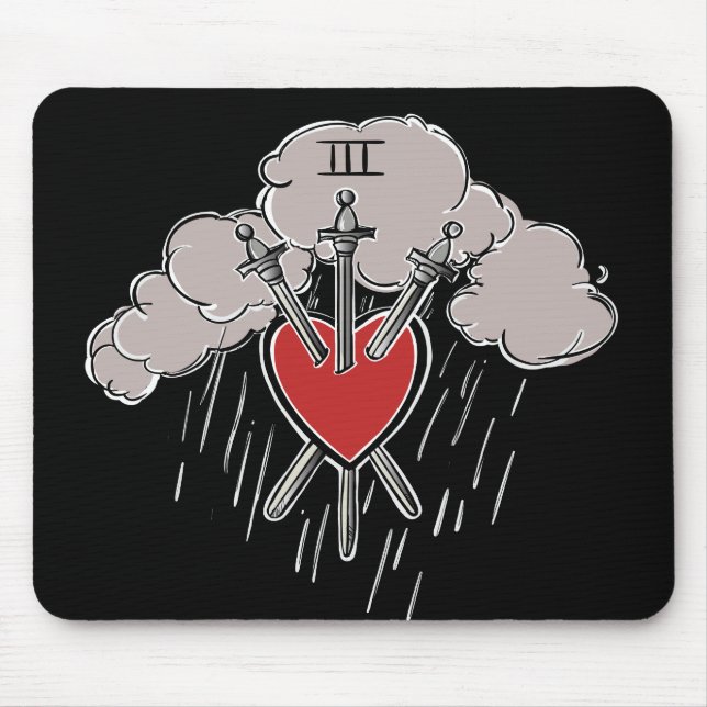 Mousepad Ilustração do Tarot do Coração do Amor de 3 de Esp (Frente)