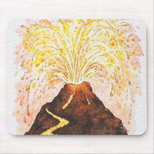 Mousepad Ilustração do vulcão que entra em erupção