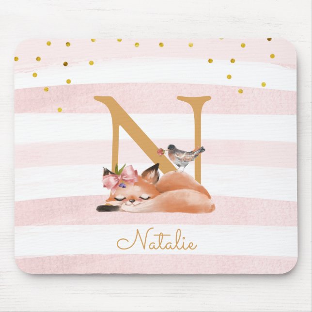 Mousepad Ilustração Dourada Brilhante Cor-de-rosa-claro (Frente)