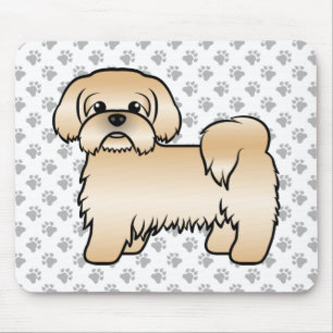 Mousepad Ilustração Dourada do Cão de Cartoon Shih Tzu C