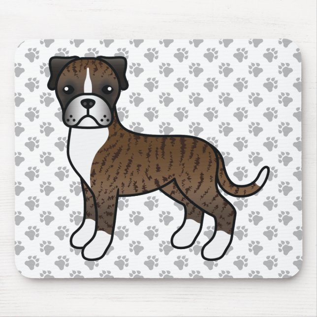 Mousepad Ilustração e patas do desenho de cãozinho "Boxer" (Frente)