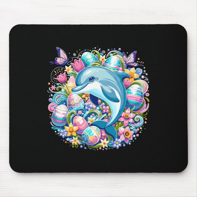 Mousepad Ilustração Festiva páscoa Com Golfinho Encantador (Frente)