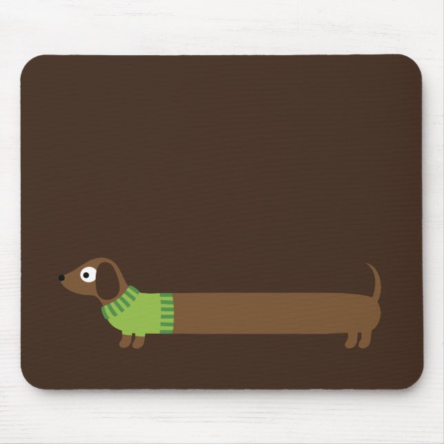 Mousepad Ilustração longa bonito do Dachshund (Frente)