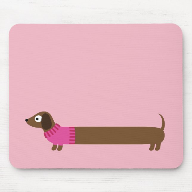 Mousepad Ilustração longa bonito do Dachshund (Frente)