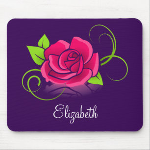 Mousepad Ilustração personalizada do rosa do rosa