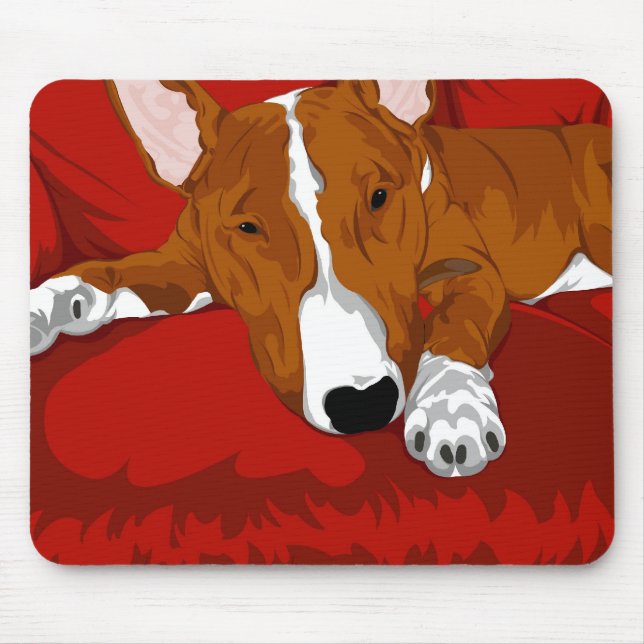 Mousepad Ilustração preguiçosa da raça do cão de bull (Frente)