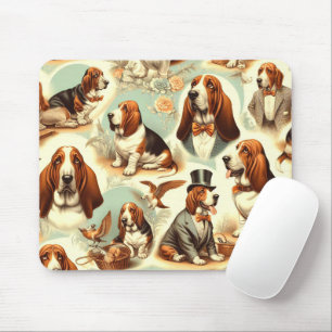 Mousepad Ilustração Sem Costura de Caça-Base Vintage