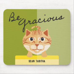 Mousepad Ilustração Simples De Gato Seja Verde Gracioso