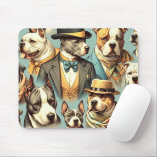 Mousepad Ilustração Vintage American Pit Bull Terrier