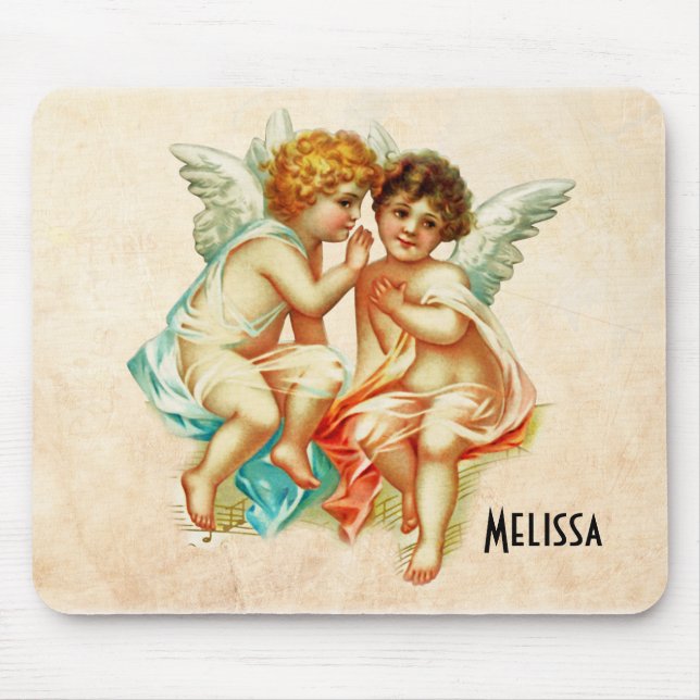 Mousepad Ilustração Vintage Ephemera Angel Cherubs (Frente)