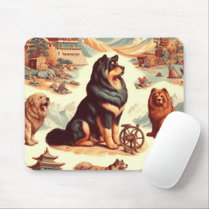 Mousepad Ilustração Vintage Tibetan Mastiff