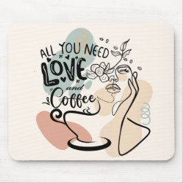 Mousepad Ilustrações estéticas, café feminino