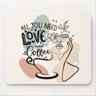 Mousepad Ilustrações estéticas, café feminino