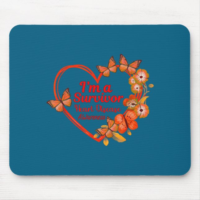 Mousepad I'm A Survivor Heart Disease Awareness Red Butterf (Frente)