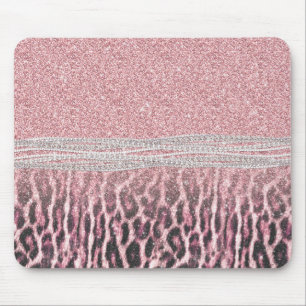 Mousepad Imagem brilhante do animal Leopard, rosa-menina