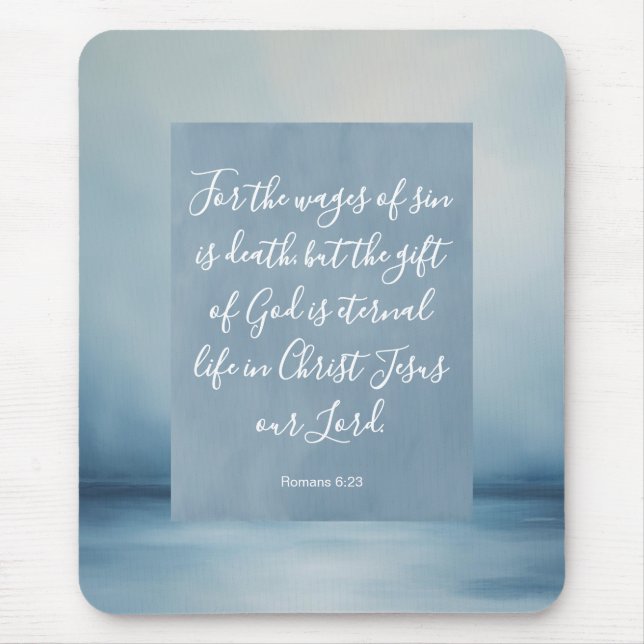Mousepad Imagem da Bíblia Versículo Romanos 6:23 Caderno Es (Frente)