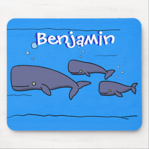 Mousepad Imagem das baleias de desenho animado migrante em 