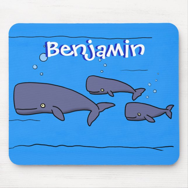 Mousepad Imagem das baleias de desenho animado migrante em  (Frente)