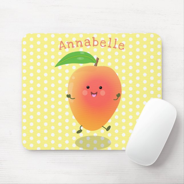 Mousepad Imagem de desenho animado amarelo de manga feliz e (Com mouse)
