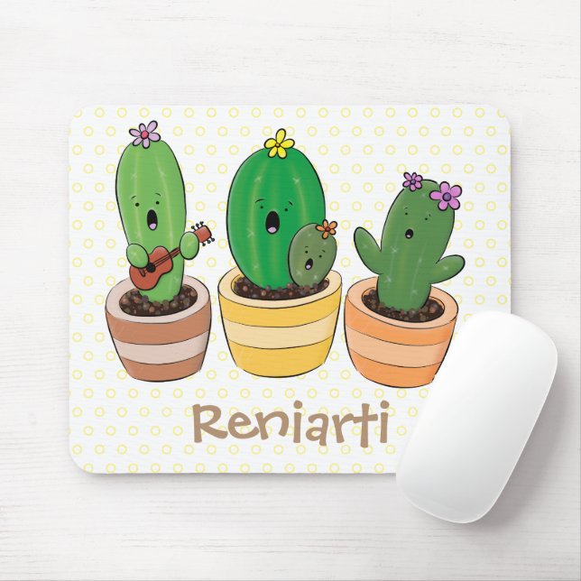 Mousepad Imagem de desenho animado cacto cacto cacto cáusti (Com mouse)