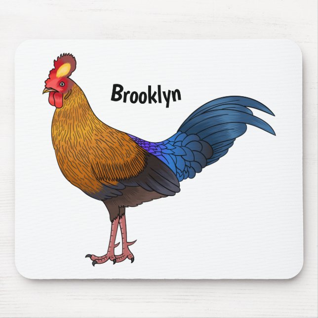 Mousepad Imagem de desenho animado de aves de junglefowl no (Frente)