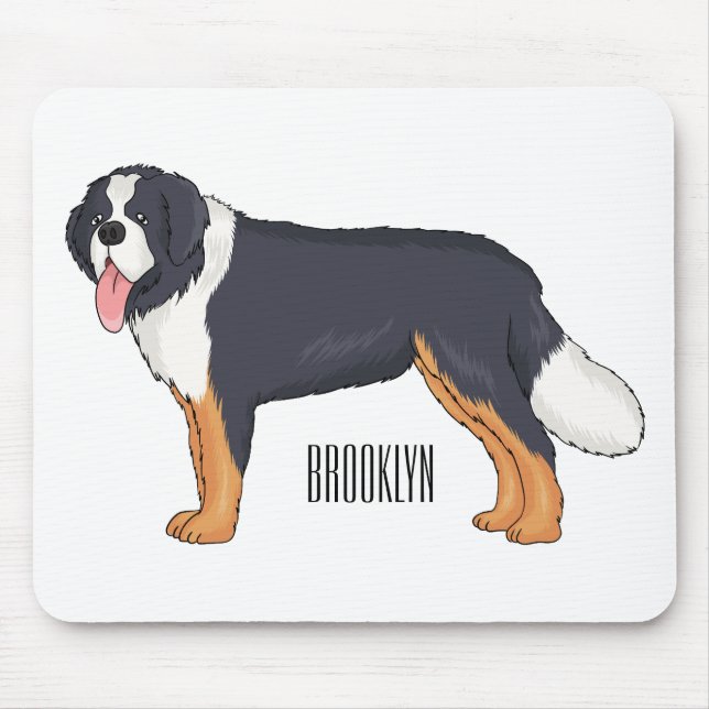 Mousepad Imagem de desenho animado de cão da montanha Berne (Frente)