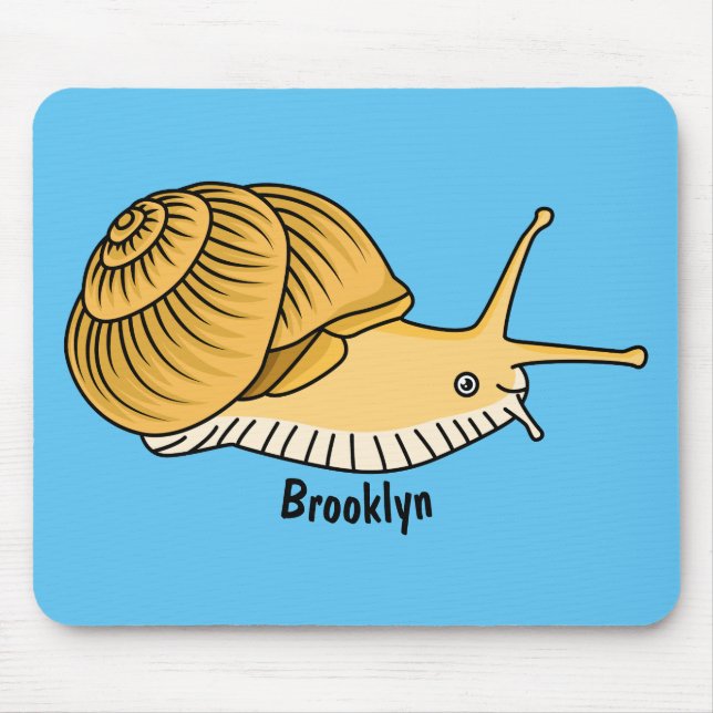 Mousepad Imagem de desenho animado de caracol amarelo-bonit (Frente)